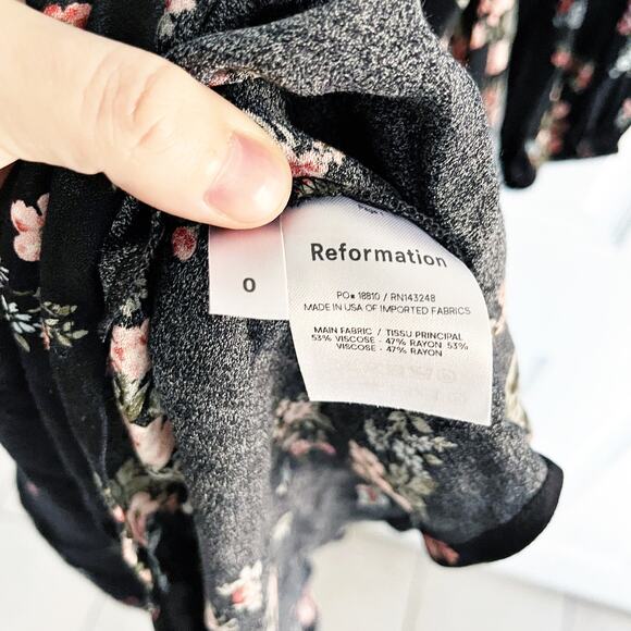 Reformation Mica Dress in Evita Black Floral - Picture 7 of 9